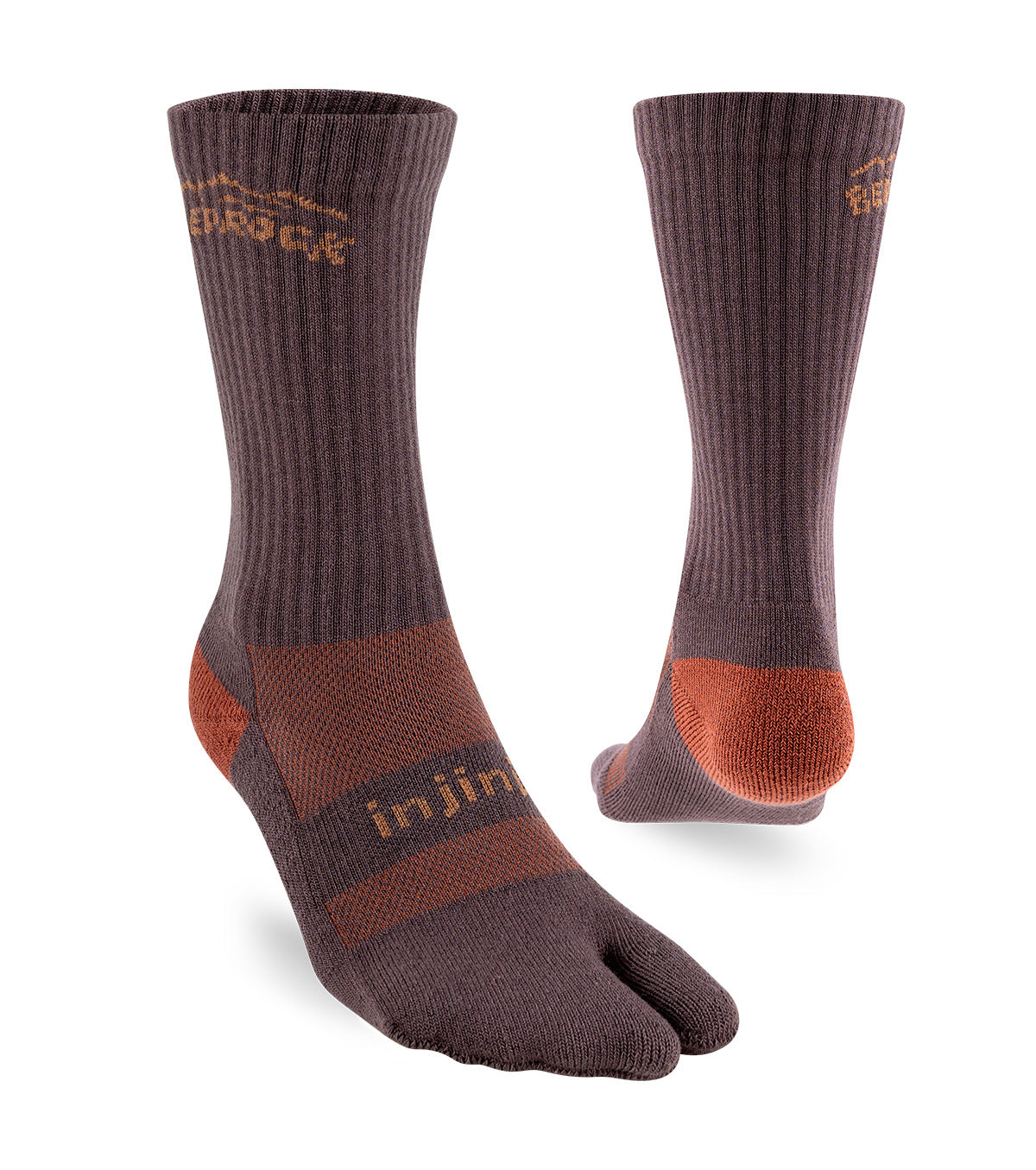 Pair of Crew length plum split-toe socks