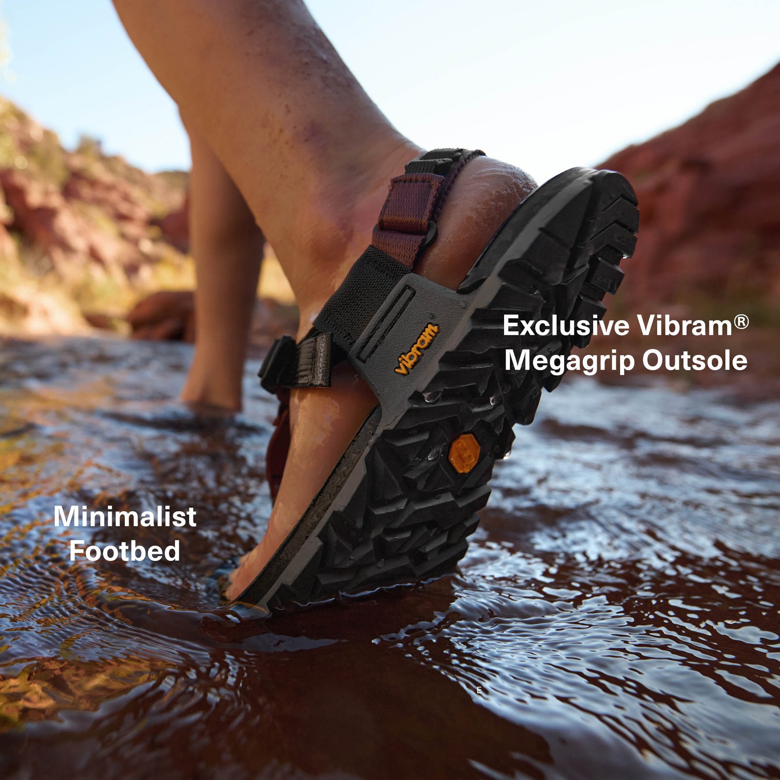 exclusive vibram megagrip outsole, minimalist footbed