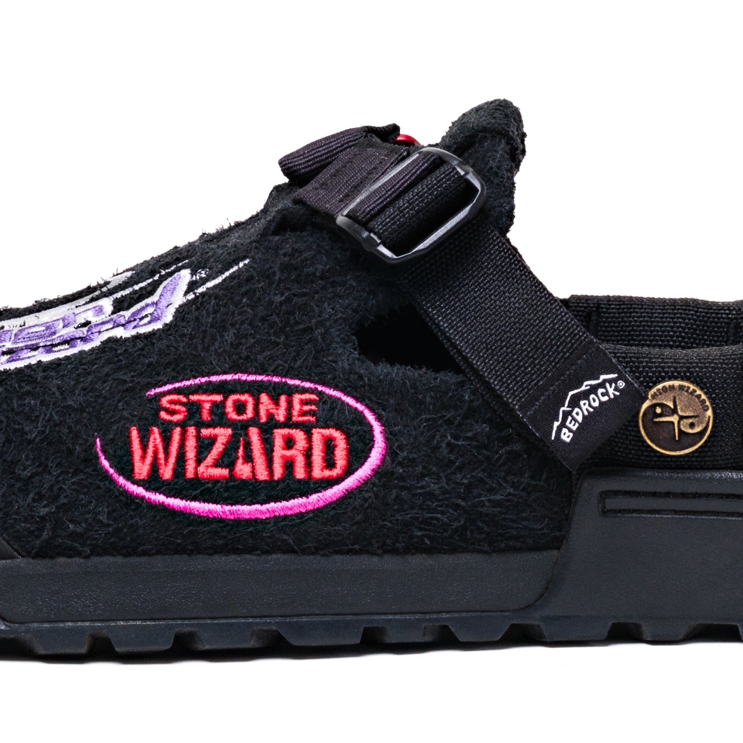  Stone Wizard phantom black clogs detail embroidery